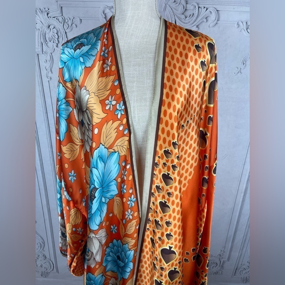 Elegant Bohemian Oversized Kimono Floral Print Cardigan Kaftan Swimsuit Coverup - Picture 4 of 10